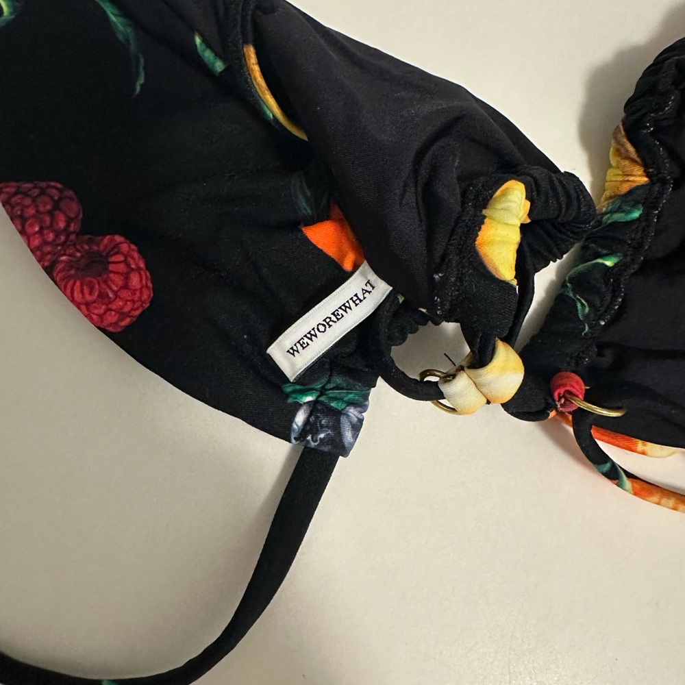 WeWoreWhat Black Fruit Print Bikini Top - Picture 2 of 2